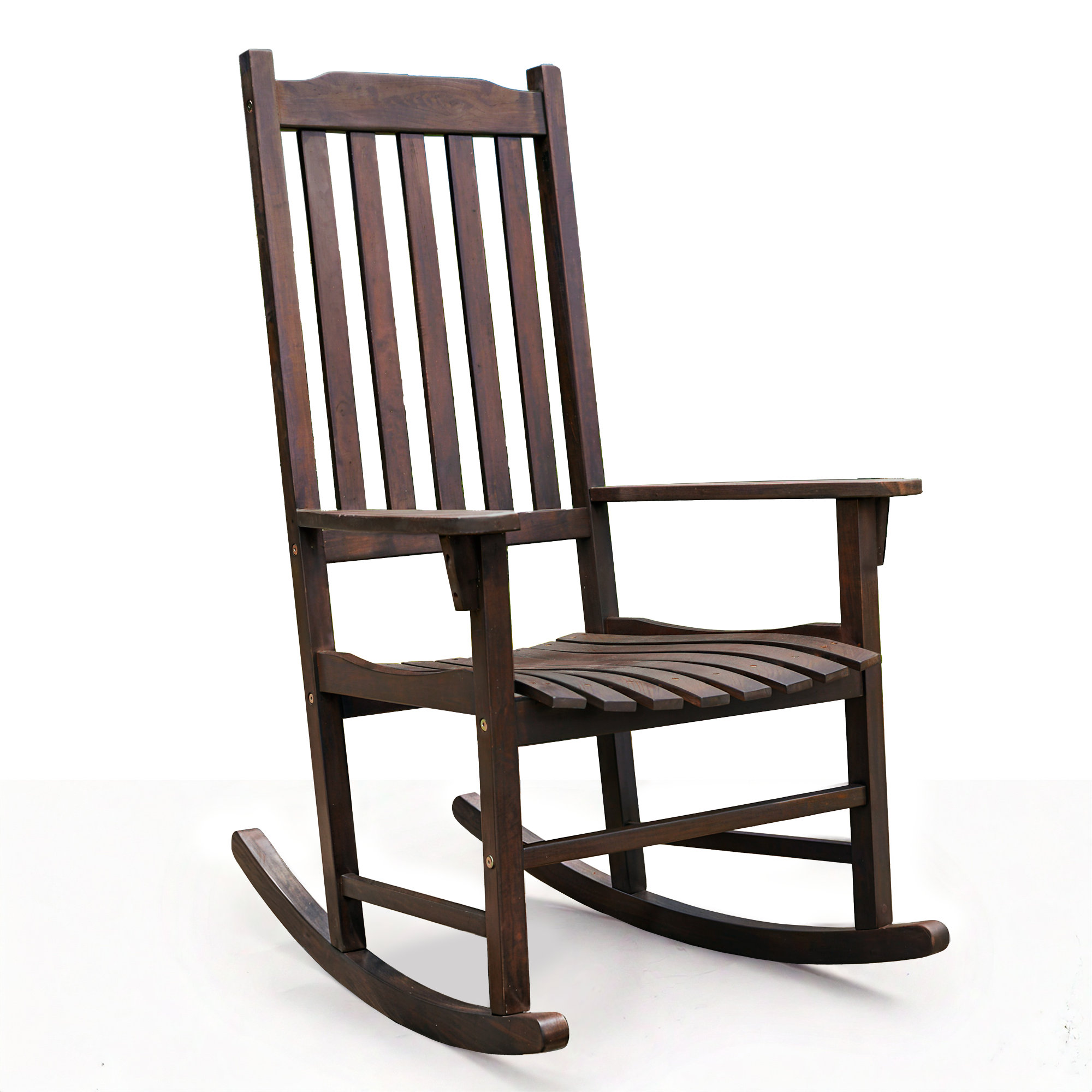 Sturdy Rocking Chair Lark Manor Wooden Rocking Chair – Sturdy Acacia Patio Rocker with ...