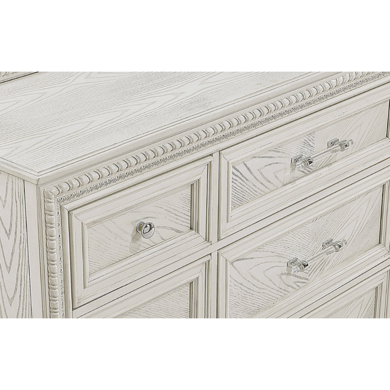 Commode en bois, commode de rangement à 6 tiroirs pour chambre à coucher