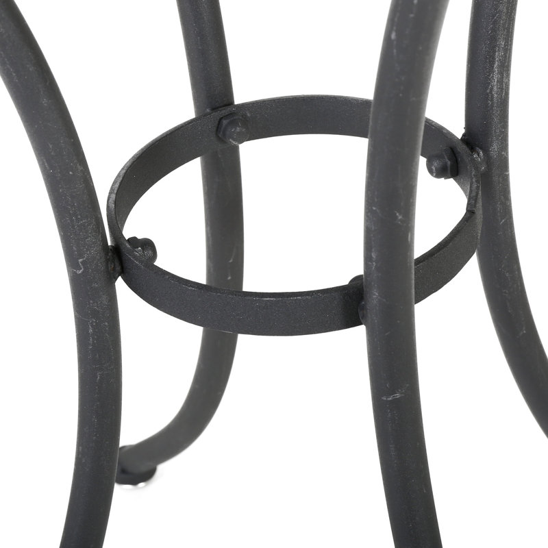 Table bistro d'extérieur en fer - 3 pièces en métal Kd, eau, chaises noires thermolaquées, durabilité de l'eau, Noir