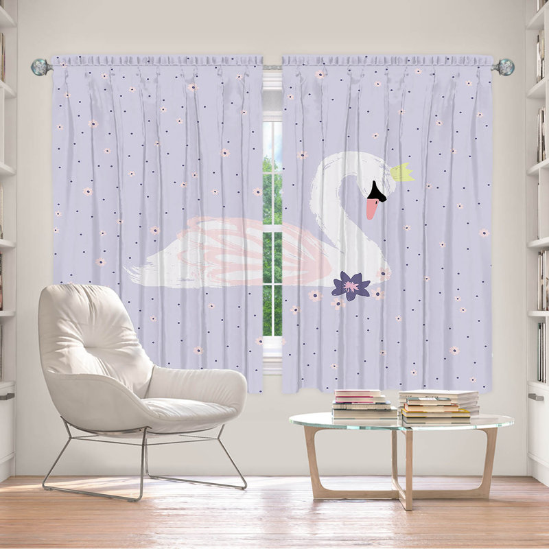Ensemble de 2 rideaux doublés pour fenêtre par Metka Hiti - Swan 1 lumière, L 40 po x L 61 po