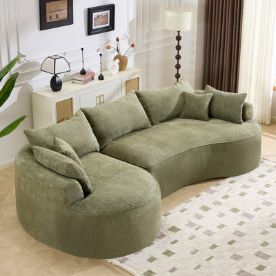 Canapé moderne moderne en chenille vert de 124,5 po pour la maison