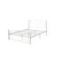 Structure de lit grand en métal avec tête de lit et structure stable, blanche, silencieuse, facile à assembler, aucun sommier tapissier requis, support de poids de 600 lb, conception d'espace