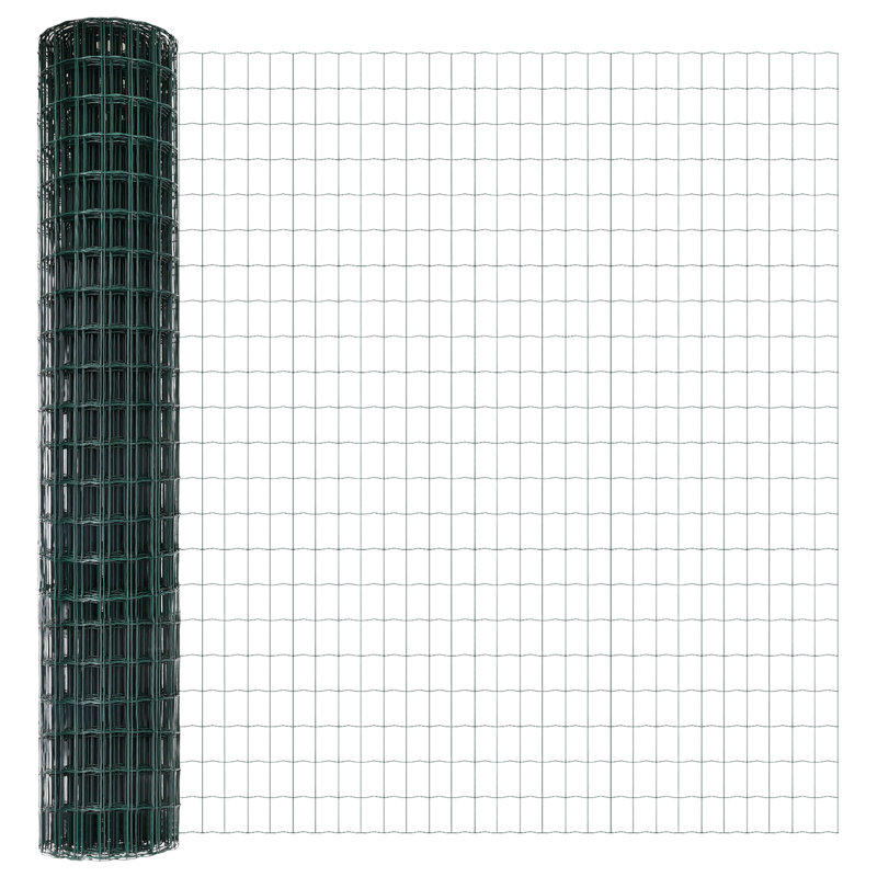 Galvanised Steel Border Fencing, Green, 160 x 1000 x 0.2 cm