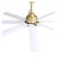 Ventilateur de plafond doré moderne de 66 pouces avec lumière DEL à intensité variable, ventilateur de plafond intelligent à 8 pales en ABS avec télécommande, moteur à courant continu réversible pour le salon, le bureau personnel