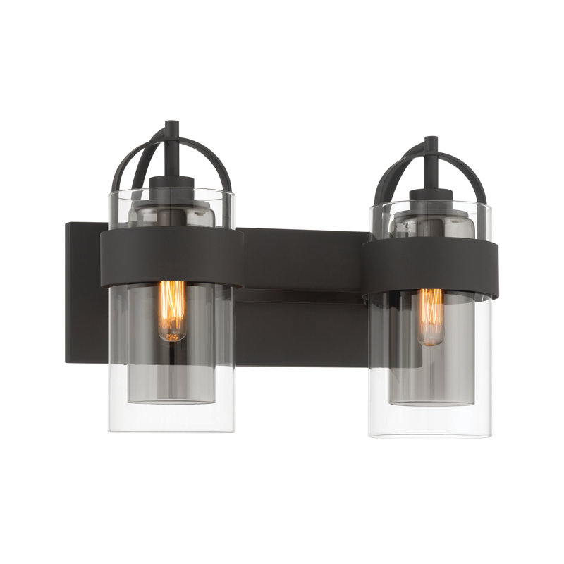 Meuble-lavabo à 2 lumières 14,25 po Ravik, H 10,5 po x l 14,25 po x P 8,75 po, Noir, Deux lumières