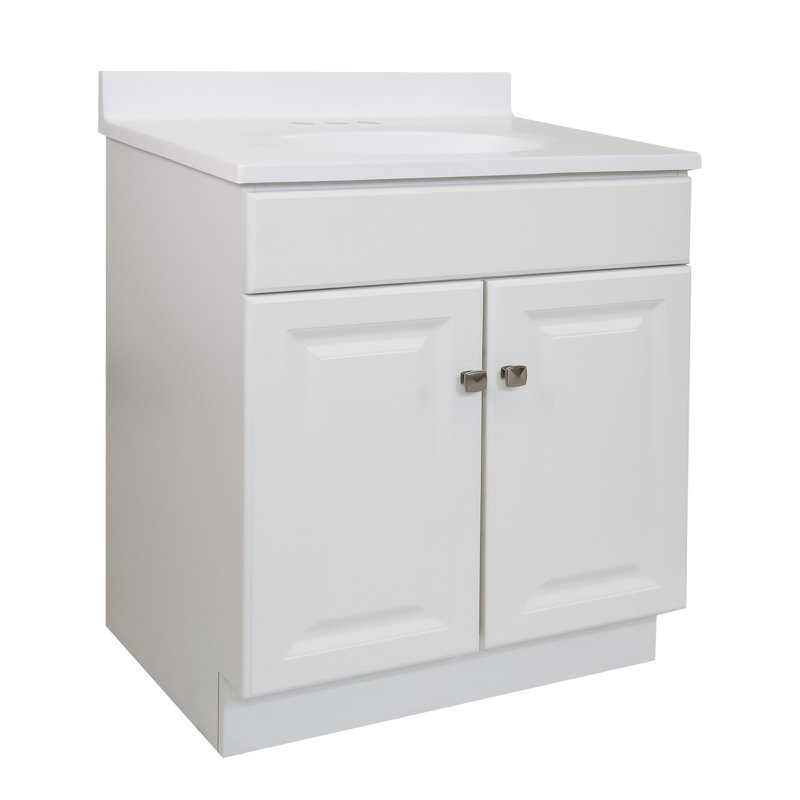 Wyndham 31 Inch Bathroom Vanity with Top, Ready to Assemble, Solid White