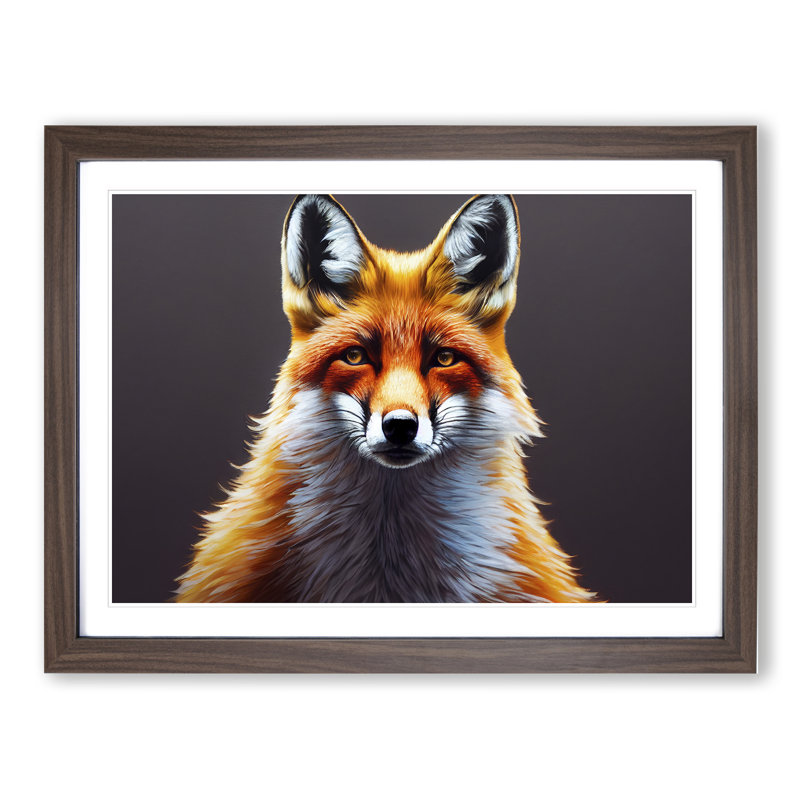 Incredible Fox - Single Picture Frame Print, 34cm H x 46cm W x 2cm D, Walnut