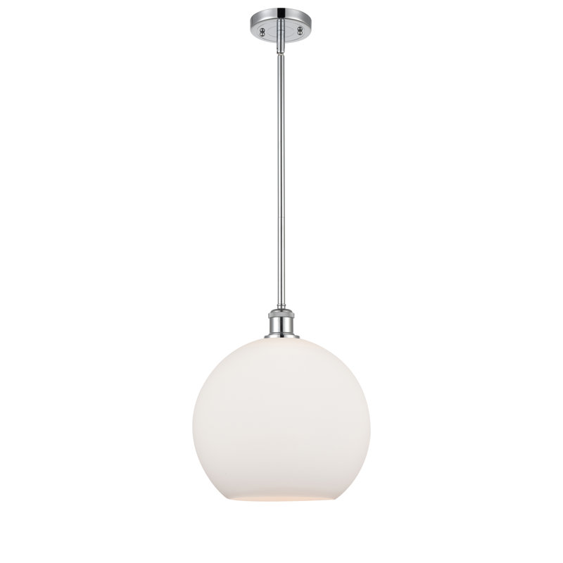 Luminaire suspendu sphère 1 lumière Cindi, H 14,38 po x l 11,75 po x P 11,75 po, Blanc, Chrome poli
