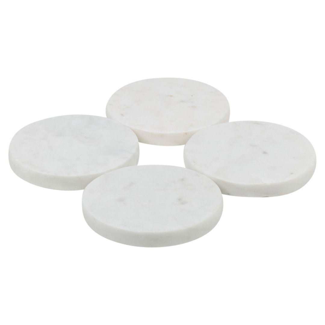 White Marble Hot Drinks Glass Cup Coasters Non Slip Soft Foam Feet Coloured Set of 4