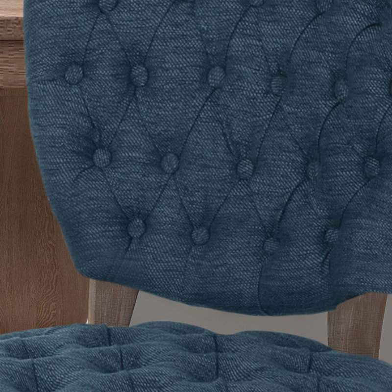 Elegant Tufted Back Dining Chair, Navy Blue