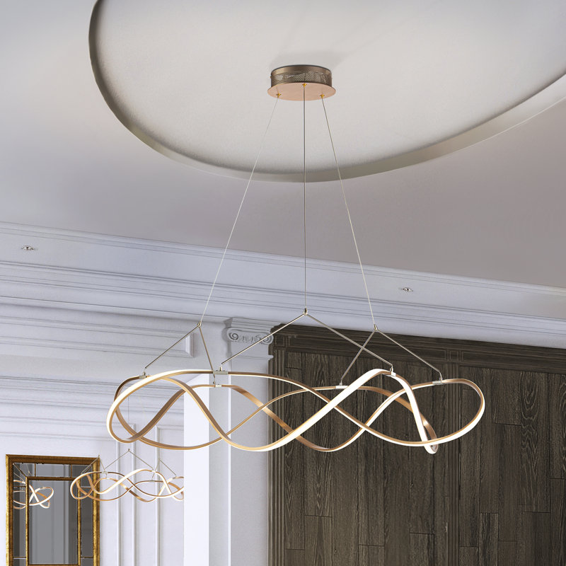 Ameer 1 - Light LED Unique/Statement Pendant, Gold, 33cm H x 92.2cm W x 92.2cm D