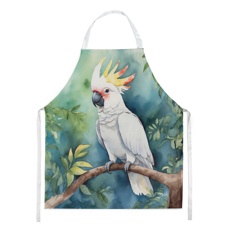 Apron, White/Yellow Cockatoo