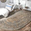 Tapis bleu / beige fabriqué à la main en jute et denim tressé Destrie-22568439