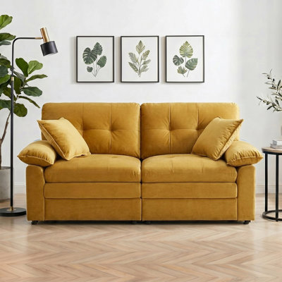 Bolsover 84" Modular Loveseat Sofa, Deep Seat Cloud Couch with Chenille Fabric, Comfy 2 Seater Sectional Sofa with Pillows, Modern Upholstered Couch for Living Room, Bedroom, Apartment & Office