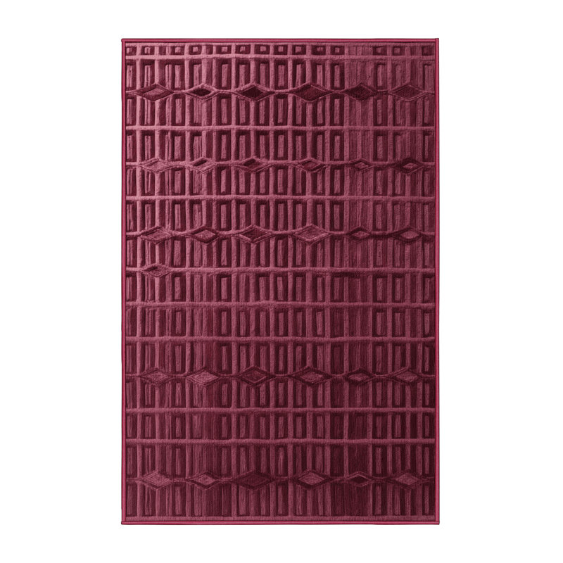 Machine Washable Trellis Red Area Rug, Rectangle 4' x 6'