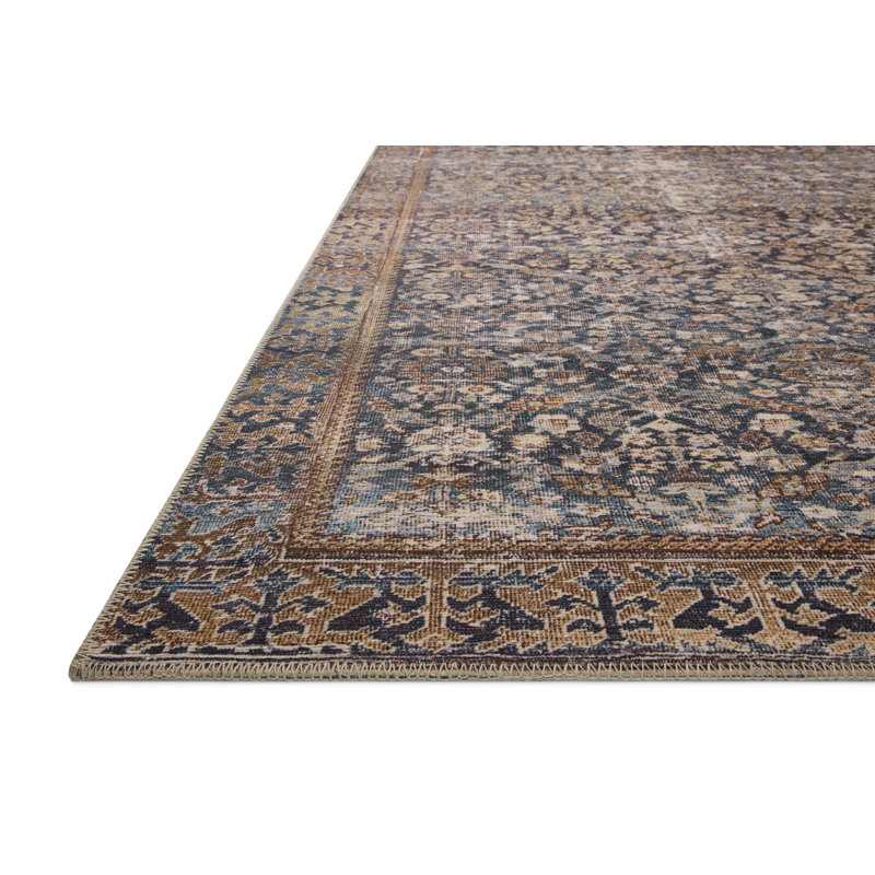 Georgie Denim and Spice Floral Wool Area Rug 8'-4" x 11'-6"