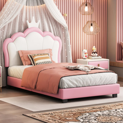 Full size Upholstered Princess Bed -  Everly Quinn, D4F8FF885D5248DEAA26866BC40F56E5