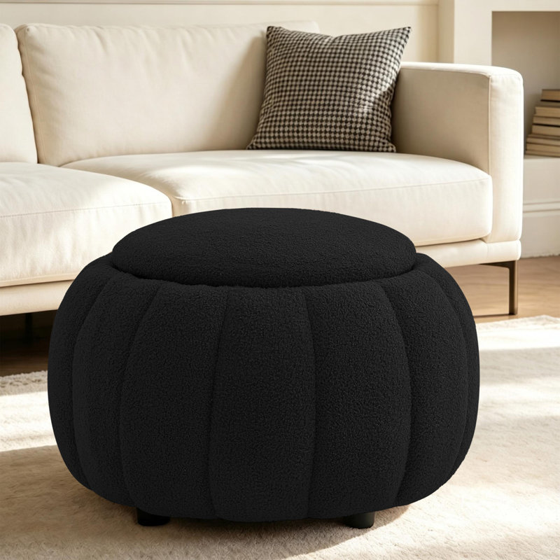 Repose-pieds rond avec rangement caché 30 po, Black