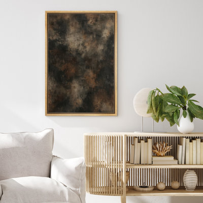 Dark Brown Abstract Art – Pictures Framed Canvas Print Wall Art