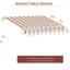 Auvent de balcon rétractable 13 pi x 8 pi - et tissu d'eau, structure en aluminium, manivelle manuelle, rayures rouges pour la résistance à l'eau du patio, patio