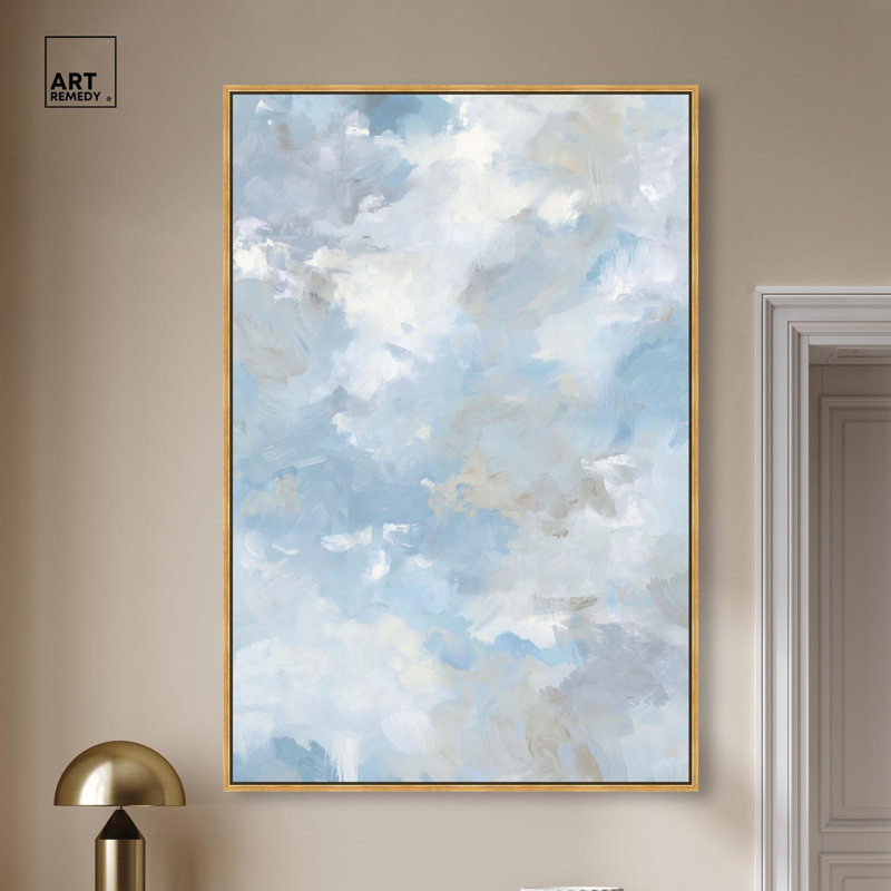 «Azure Mist Shimmer», reproduction d'art sur toile par Art Remedy, H 55 po x l 37 po, Cadre doré