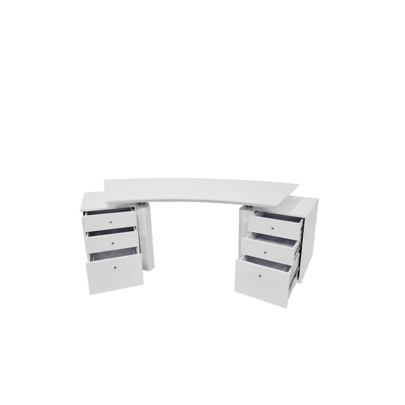 Genovese Curved Desk only. drawers not included, White
