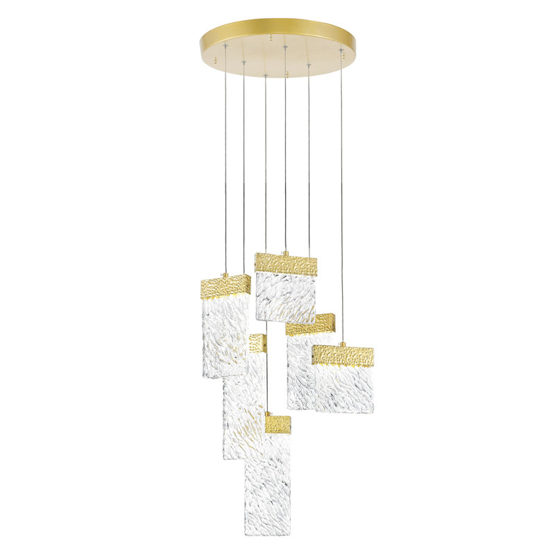 16'' Modern LED Chandelier with Gold Leaf Finish For Dining Room, Foyer, Bedroom – Integrated LED, No Bulb Required, Gold