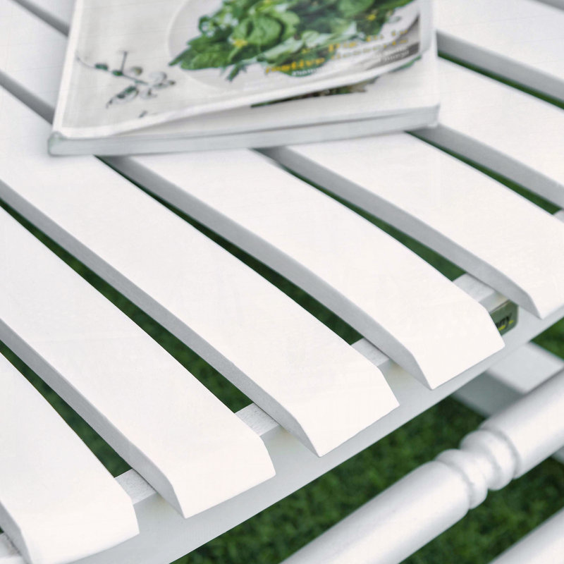 Chaise berçante en bois à haut dossier Outsunny, Blanc