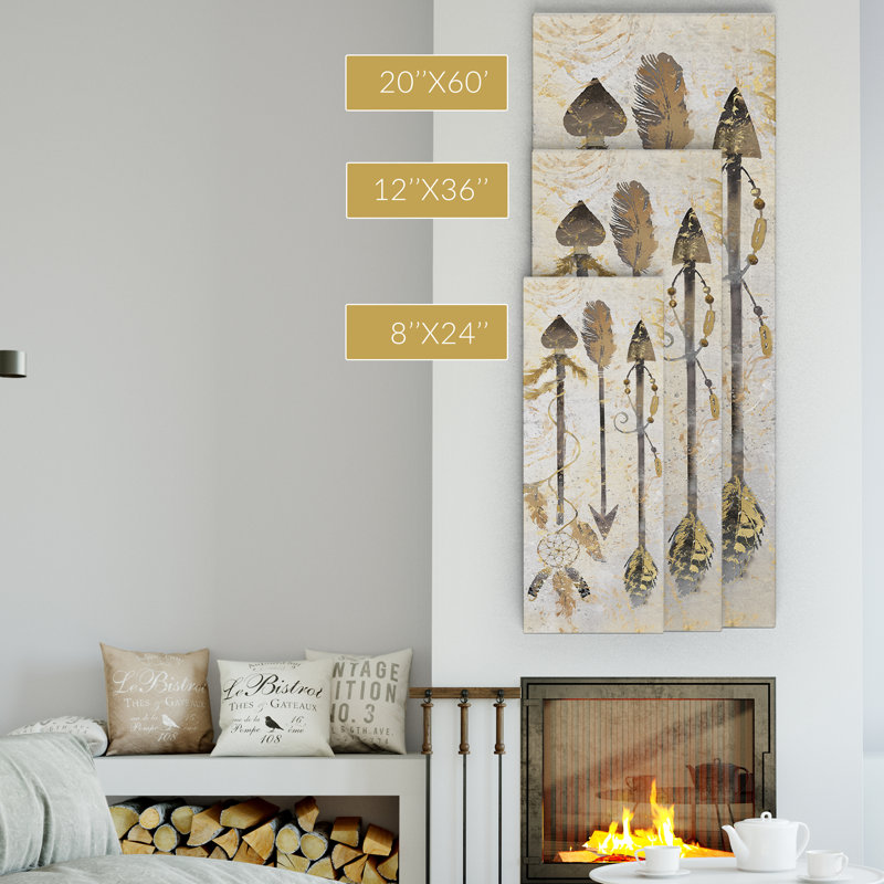 Tribal Arrows - impression sur toile tendue, H 8 po x l 24 po x P 1,5 po