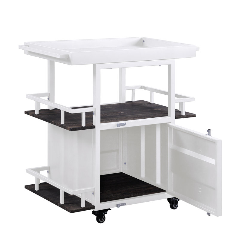 Cargo Rectangular Bar Cart with Compartments, White