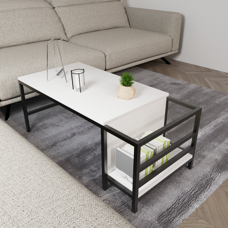 Aliona Coffee Table with Storage, White/Black