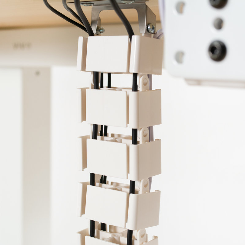 White Adjustable Vertebrae Cable Management Kit for Desk
