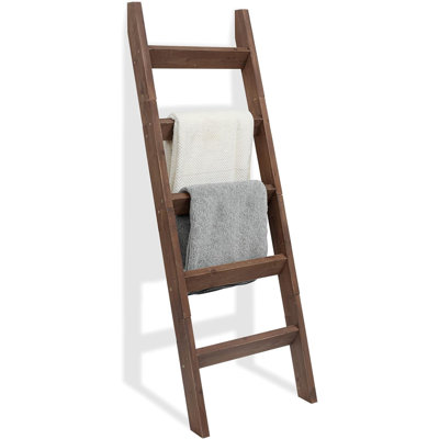 Échelle de couverture en bois massif avec échelons épais, support de rangement pour courtepointe rustique