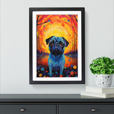 Pug Expressionism No.2 - Single Picture Frame Print on Wood