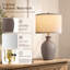 Lampes de table en céramique vieillie de 61 cm (24 po) avec abat-jour en lin, style campagnard, comprenant 2 ampoules DEL (ensemble de 2)-1287088603