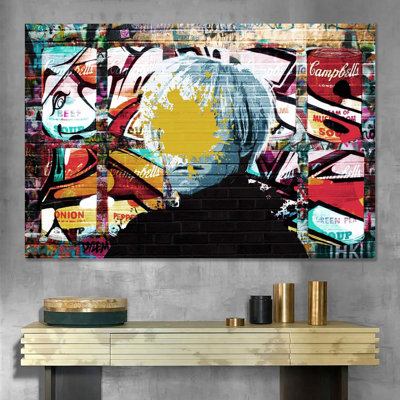 Pop Urban Street " Andy Warhol With Campbell Soup Abstract Painting Graffiti & Street Art Pop Modern Urban Multicolor "