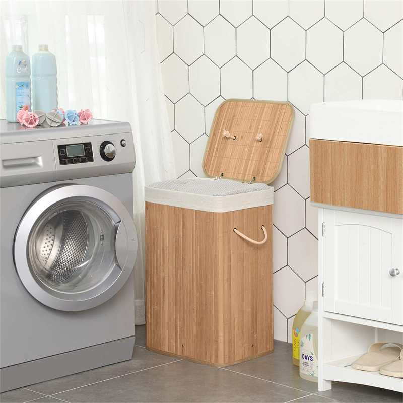 Bamboo Laundry Basket with Handles, Brown