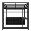 Grand lit mezzanine en métal noir avec rangement, design moderne noir