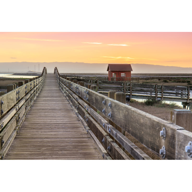 Wooden Bridge Landscape - Wrapped Canvas Print, 30cm H x 46cm W