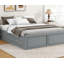 Structure de lit plateforme en bois avec 6 tiroirs, gris