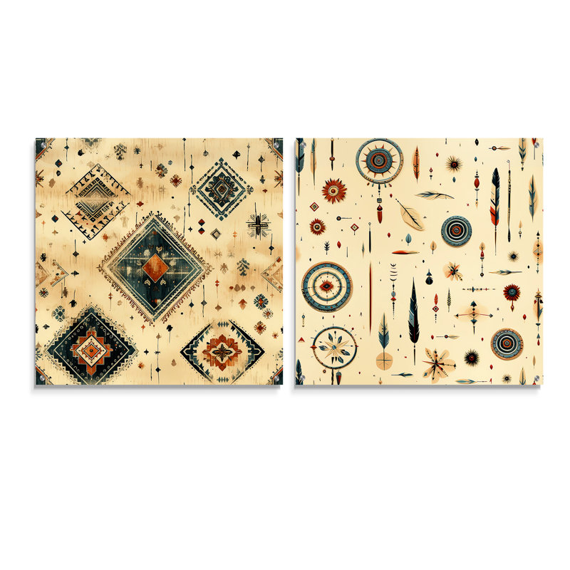 Nessa - Ensemble de 2 verres muraux abstraits en acrylique Boho, H 16 po x l 33 po