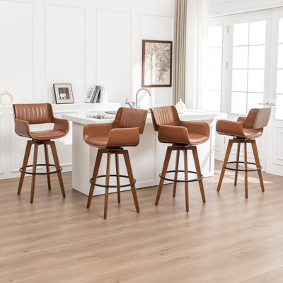 Modern Faux Leather Upholstered Swivel Stools
