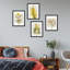 Fleurs encadrées, ensemble de 4 impressions géométriques murales carrées jaunes encadrées sur papier, impression de 4 pièces-93012718-93012716