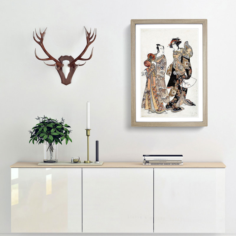Ochiyo and Hanbei by Katsukawa Shunsho - Framed Print, 65cm H x 48cm W x 2cm D, Oak Framed