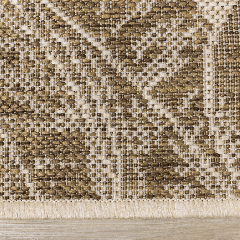 Rillito Beige Botanical Polyester Living Room Carpet, Rectangle 7'10'' x 10'6''
