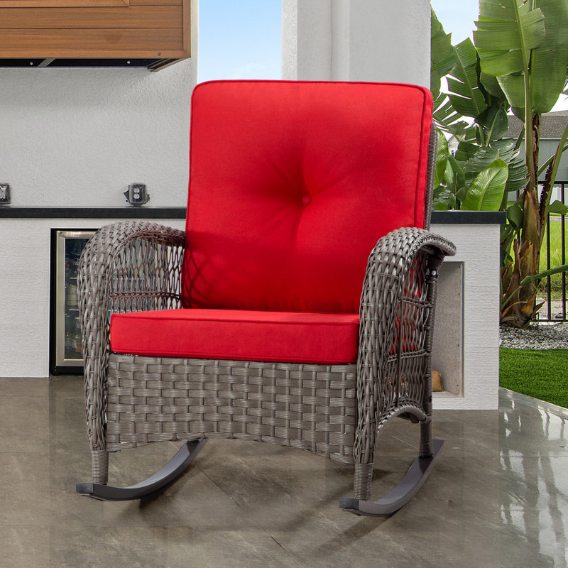 Chaise berçante d'extérieur en osier Fremantle, Rouge