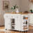 Rolling Kitchen Island With Extendable Dining Table, Charging Station, Three-tier Open Side Storage Rack, 3 Drawers And 2 Storage Cabinets-777428704
