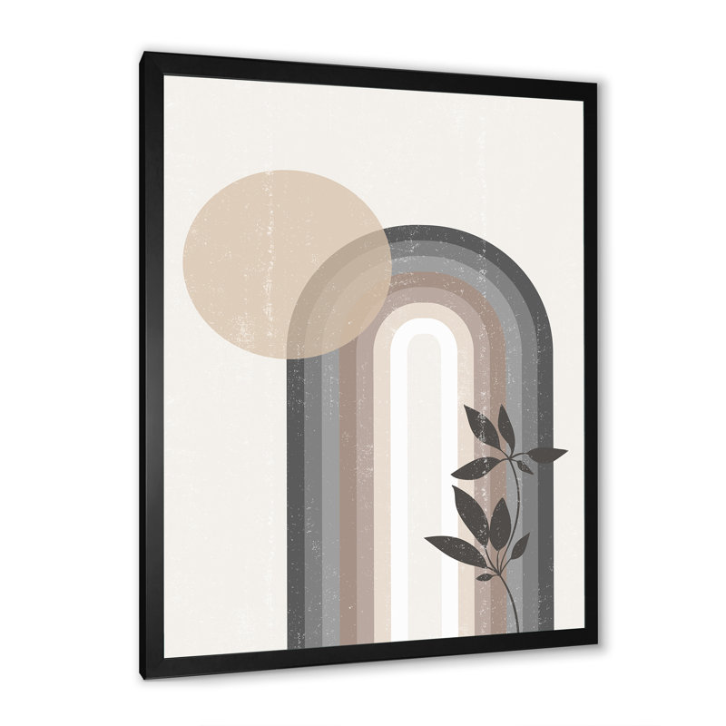Abstrait arc-en-ciel soleil et lune dans les tons de terre III - cadre photo, reproduction d'art sur toile, Cadre noir