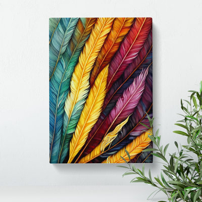 Layered Feathers - Wrapped Canvas