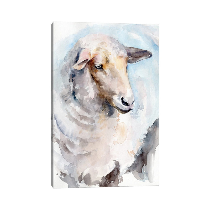 Watercolor Sheep I by Jennifer Paxton Parker - Wrapped Canvas Painting, 20.32 cm H x 30.48 cm W